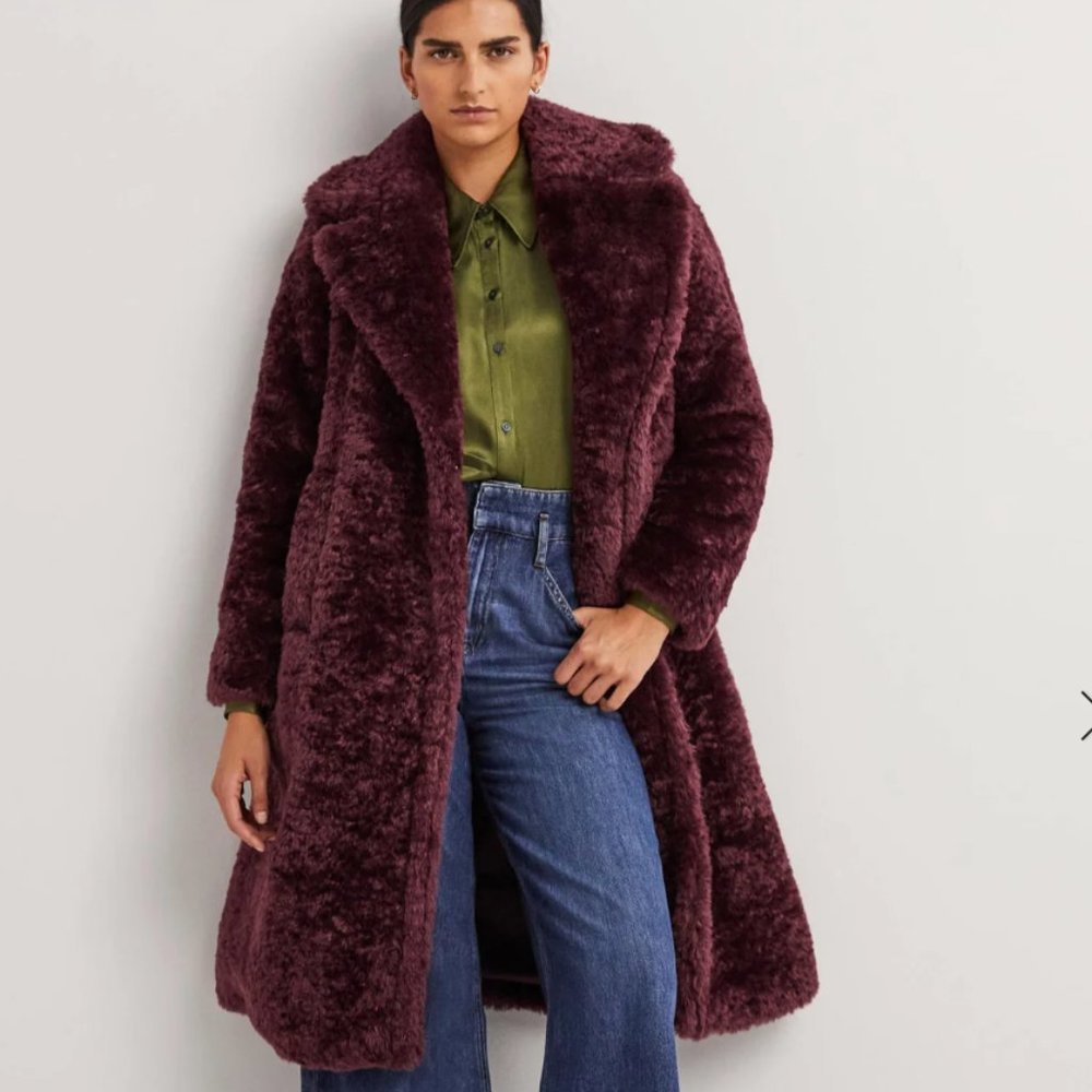 Boden Long Teddy Coat NWT